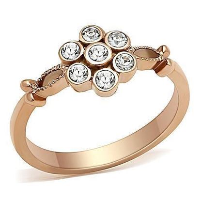 Picture of TK1378 - Stainless Steel Ring IP Rose Gold(Ion Plating) Women Top Grade Crystal Clear