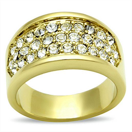 Picture of TK1385 - Stainless Steel Ring IP Gold(Ion Plating) Women Top Grade Crystal Clear