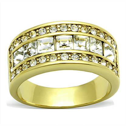 Picture of TK1386 - Stainless Steel Ring IP Gold(Ion Plating) Women Top Grade Crystal Clear