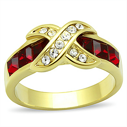 Picture of TK1388 - Stainless Steel Ring IP Gold(Ion Plating) Women Top Grade Crystal Siam