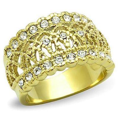 Picture of TK1393 - Stainless Steel Ring IP Gold(Ion Plating) Women Top Grade Crystal Clear