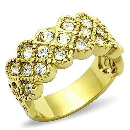 Picture of TK1394 - Stainless Steel Ring IP Gold(Ion Plating) Women Top Grade Crystal Clear