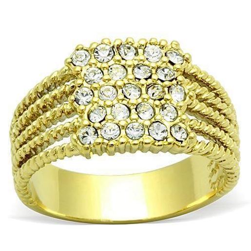 Picture of TK1400 - Stainless Steel Ring IP Gold(Ion Plating) Women Top Grade Crystal Clear