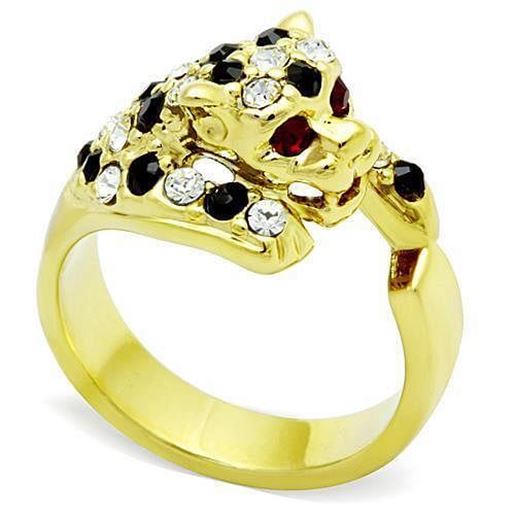 Picture of TK1401 - Stainless Steel Ring IP Gold(Ion Plating) Women Top Grade Crystal Multi Color