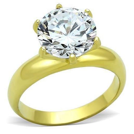 Picture of TK1408 - Stainless Steel Ring IP Gold(Ion Plating) Women AAA Grade CZ Clear