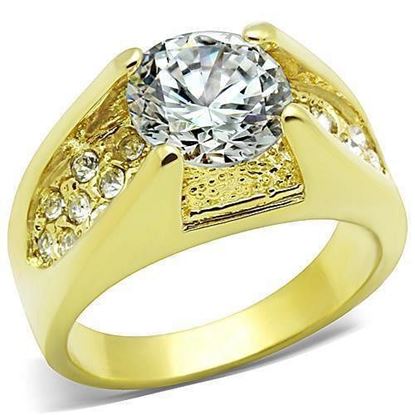 Picture of TK1411 - Stainless Steel Ring IP Gold(Ion Plating) Women AAA Grade CZ Clear