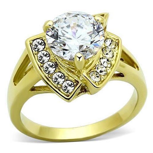 Picture of TK1412 - Stainless Steel Ring IP Gold(Ion Plating) Women AAA Grade CZ Clear