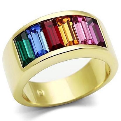 Picture of TK1415 - Stainless Steel Ring IP Gold(Ion Plating) Women Top Grade Crystal Multi Color