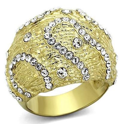 Picture of TK1419 - Stainless Steel Ring IP Gold(Ion Plating) Women Top Grade Crystal Clear