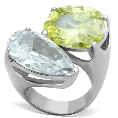 Picture of TK1424 - Stainless Steel Ring High polished (no plating) Women AAA Grade CZ Apple Green color