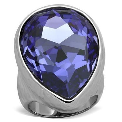 Picture of TK1426 - Stainless Steel Ring High polished (no plating) Women Top Grade Crystal Tanzanite