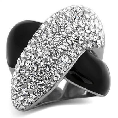 Picture of TK1427 - Stainless Steel Ring High polished (no plating) Women Top Grade Crystal Clear