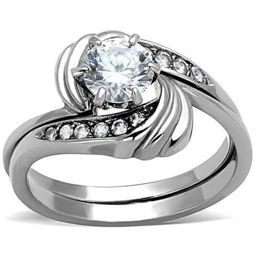 Picture of TK1429 - Stainless Steel Ring High polished (no plating) Women AAA Grade CZ Clear