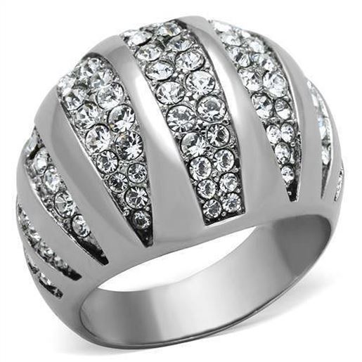 Picture of TK1430 - Stainless Steel Ring High polished (no plating) Women Top Grade Crystal Clear