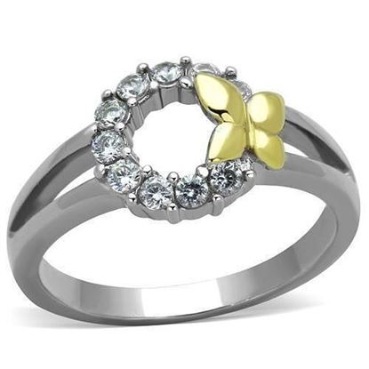 Picture of TK1434 - Stainless Steel Ring Two-Tone IP Gold (Ion Plating) Women AAA Grade CZ Clear