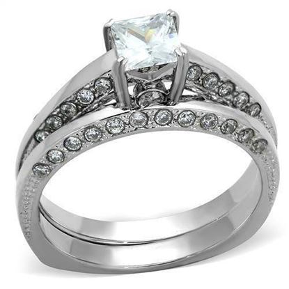 Picture of TK1435 - Stainless Steel Ring High polished (no plating) Women AAA Grade CZ Clear