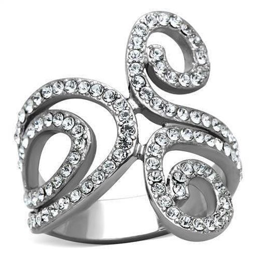 Picture of TK1437 - Stainless Steel Ring High polished (no plating) Women Top Grade Crystal Clear