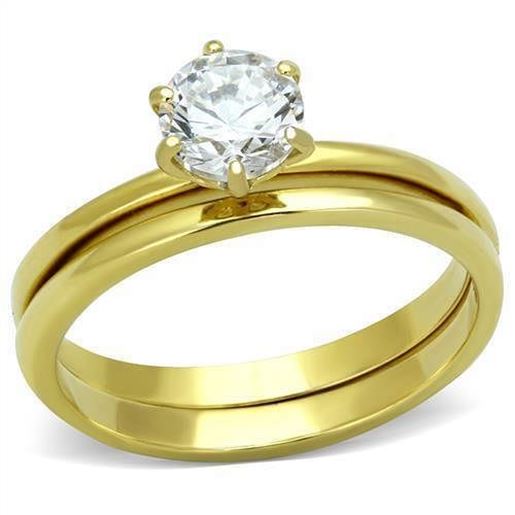 Picture of TK1439 - Stainless Steel Ring IP Gold(Ion Plating) Women AAA Grade CZ Clear