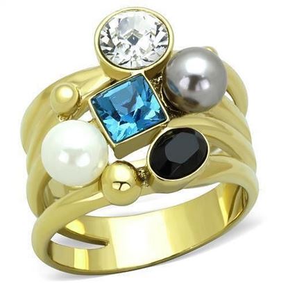 Picture of TK1440 - Stainless Steel Ring IP Gold(Ion Plating) Women Synthetic Multi Color