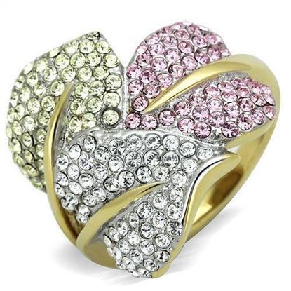 Picture of TK1441 - Stainless Steel Ring Two-Tone IP Gold (Ion Plating) Women Top Grade Crystal Multi Color