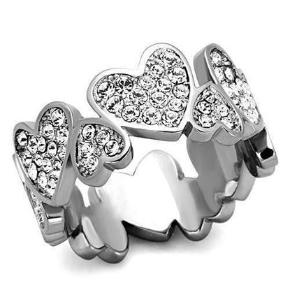 Picture of TK1443 - Stainless Steel Ring High polished (no plating) Women Top Grade Crystal Clear