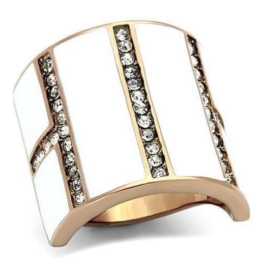 Picture of TK1444 - Stainless Steel Ring IP Rose Gold(Ion Plating) Women Top Grade Crystal Clear