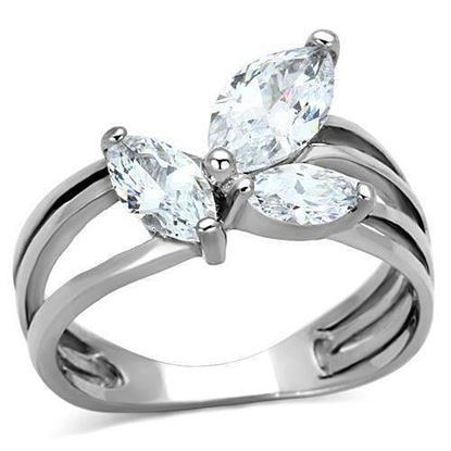 Picture of TK1445 - Stainless Steel Ring High polished (no plating) Women AAA Grade CZ Clear