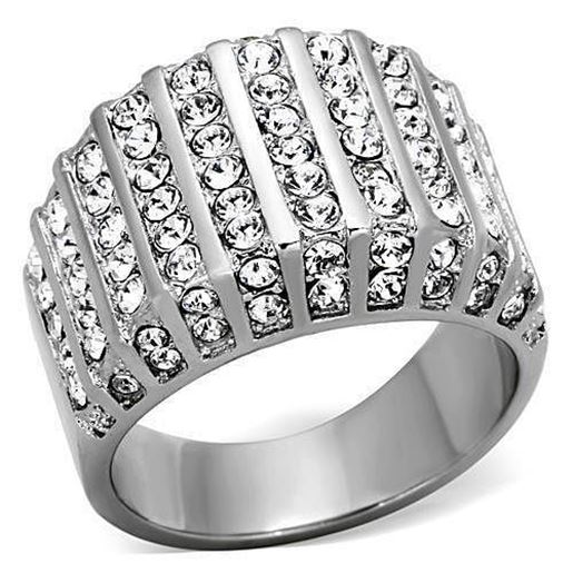 Picture of TK1447 - Stainless Steel Ring High polished (no plating) Women Top Grade Crystal Clear