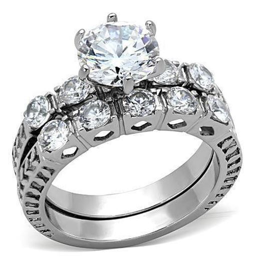 Picture of TK1450 - Stainless Steel Ring High polished (no plating) Women AAA Grade CZ Clear