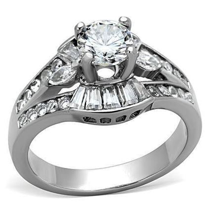 Picture of TK1451 - Stainless Steel Ring High polished (no plating) Women AAA Grade CZ Clear