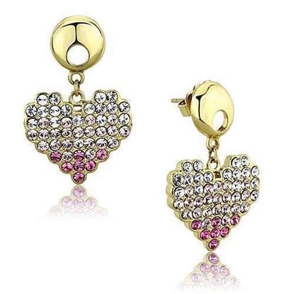 Picture of TK1456 - Stainless Steel Earrings IP Gold(Ion Plating) Women Top Grade Crystal Multi Color