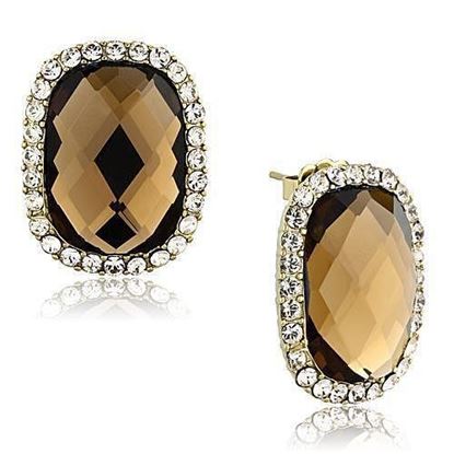 Picture of TK1457 - Stainless Steel Earrings IP Gold(Ion Plating) Women Synthetic Smoked Quartz