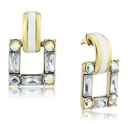 Picture of TK1465 - Stainless Steel Earrings IP Gold(Ion Plating) Women Top Grade Crystal Clear