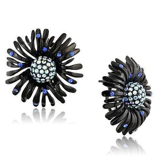 Picture of TK1476 - Stainless Steel Earrings IP Black(Ion Plating) Women Top Grade Crystal Multi Color