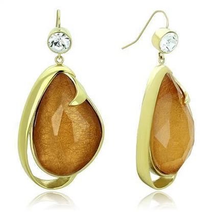 Picture of TK1483 - Stainless Steel Earrings IP Gold(Ion Plating) Women Synthetic Clear