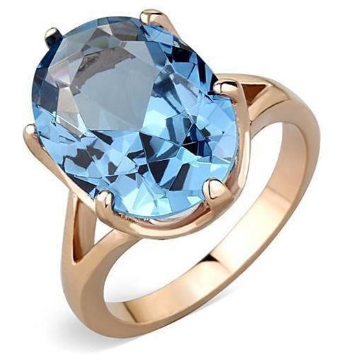 Picture of TK1484 - Stainless Steel Ring IP Rose Gold(Ion Plating) Women Synthetic London Blue