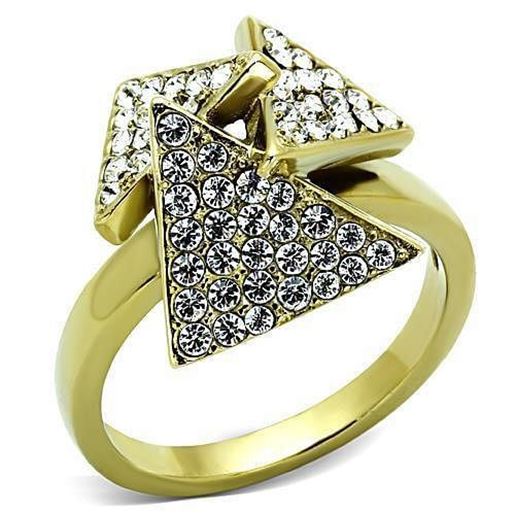 Picture of TK1485 - Stainless Steel Ring IP Gold(Ion Plating) Women Top Grade Crystal Clear