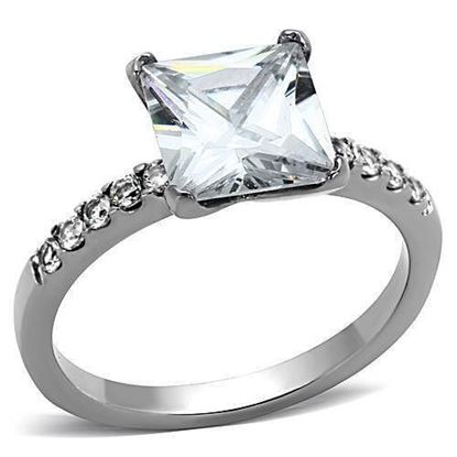 Picture of TK1486 - Stainless Steel Ring High polished (no plating) Women AAA Grade CZ Clear