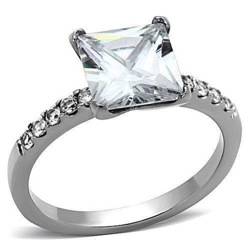 Picture of TK1486 - Stainless Steel Ring High polished (no plating) Women AAA Grade CZ Clear