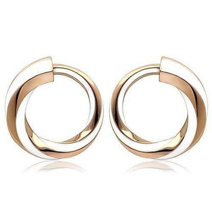 Picture of TK1488 - Stainless Steel Earrings IP Rose Gold(Ion Plating) Women Epoxy White