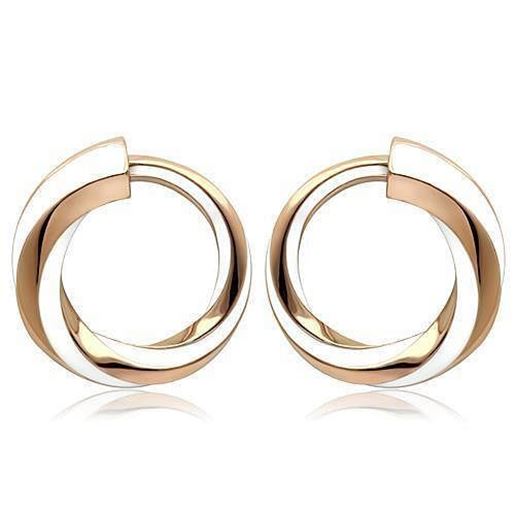 Picture of TK1488 - Stainless Steel Earrings IP Rose Gold(Ion Plating) Women Epoxy White