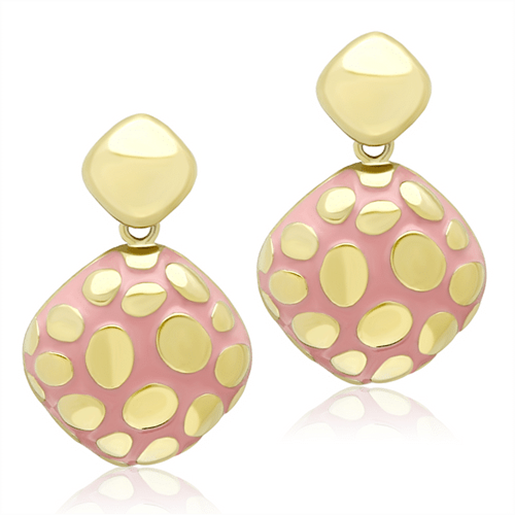 Picture of TK1502 - Stainless Steel Earrings IP Gold(Ion Plating) Women Epoxy Light Rose