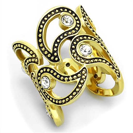 Picture of TK1506 - Stainless Steel Ring IP Gold(Ion Plating) Women Top Grade Crystal Clear