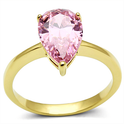 Picture of TK1508 - Stainless Steel Ring IP Gold(Ion Plating) Women AAA Grade CZ Rose