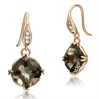 Picture of TK1509 - Stainless Steel Earrings IP Rose Gold(Ion Plating) Women Semi-Precious Light Smoked