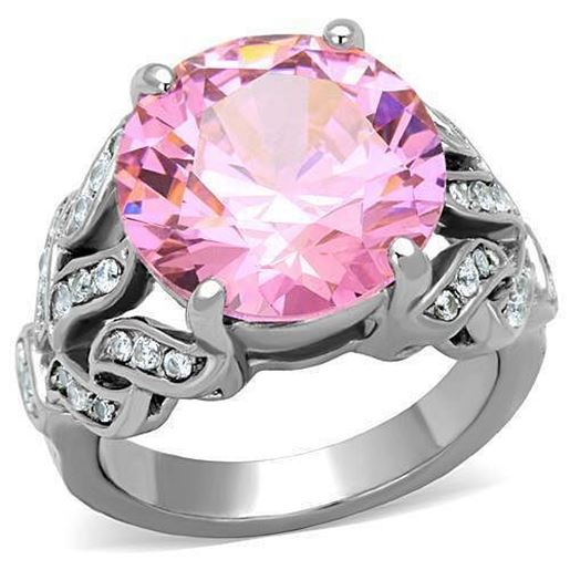 Picture of TK1512 - Stainless Steel Ring High polished (no plating) Women AAA Grade CZ Rose