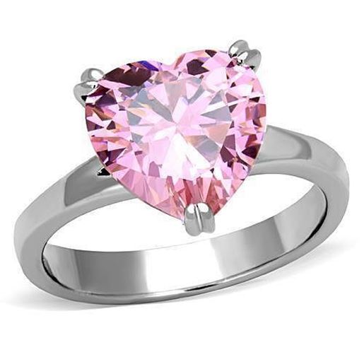 Picture of TK1513 - Stainless Steel Ring High polished (no plating) Women AAA Grade CZ Rose