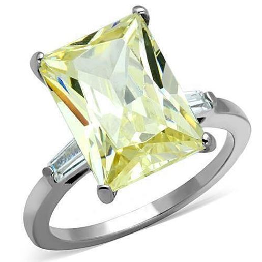 Picture of TK1514 - Stainless Steel Ring High polished (no plating) Women AAA Grade CZ Citrine Yellow