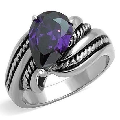 Picture of TK1515 - Stainless Steel Ring High polished (no plating) Women AAA Grade CZ Amethyst