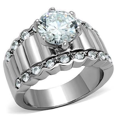 Picture of TK1524 - Stainless Steel Ring High polished (no plating) Women AAA Grade CZ Clear